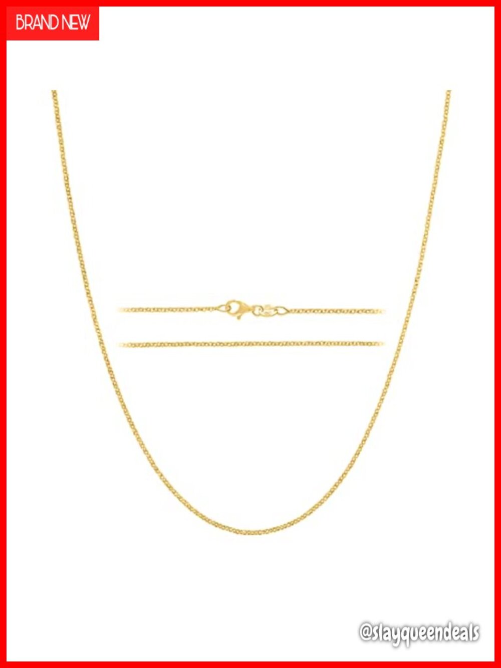 14K Gold Plated 925 Sterling Silver 1.5mm Cable Link Chain Necklace